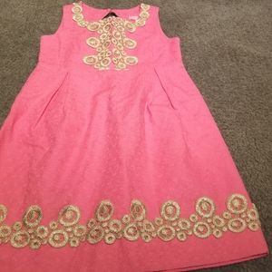 Lilly Pulitzer Gold Embossed Sundress Girls size 6